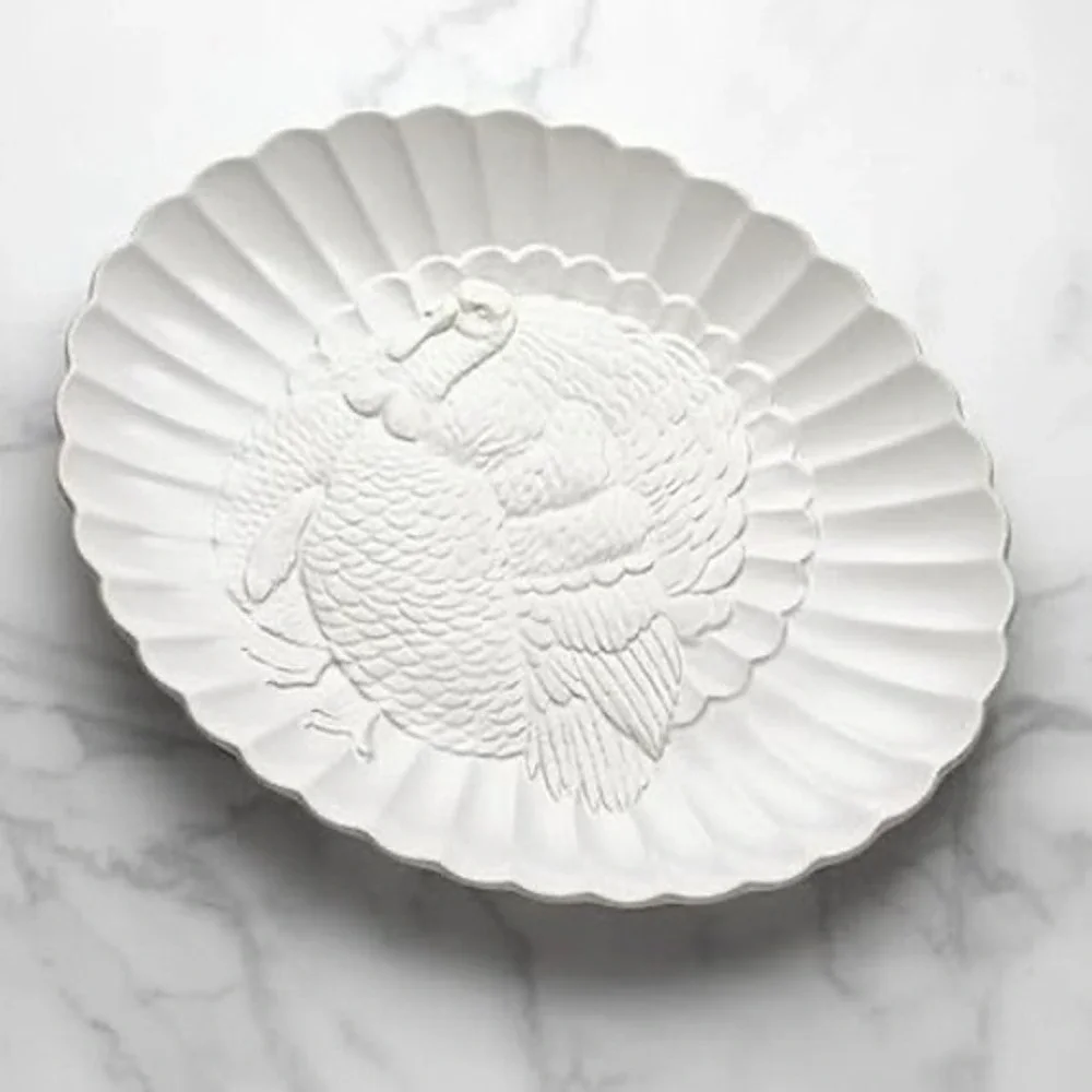 Lenox French Perle Scalloped Turkey Platter 18in Thanksgiving Serving Dish NEW